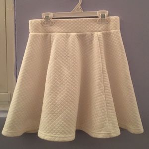White Quilted H&M Skater Skirt