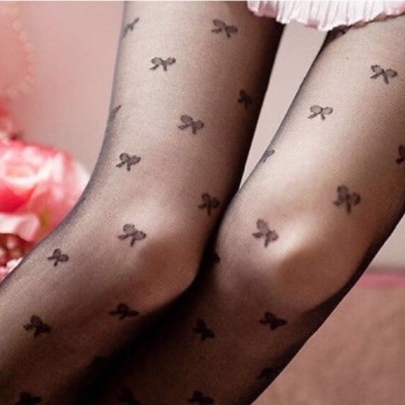 Hello Fall 🍂🍁NWOT. Black bow tights - Picture 4 of 4