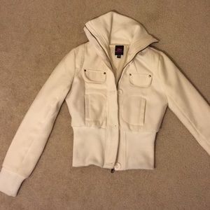 Bebe White Warm Rib Trim Jacket Coat XS