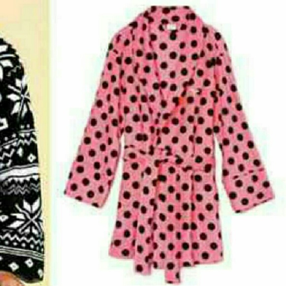 PINK polka dot belted robe