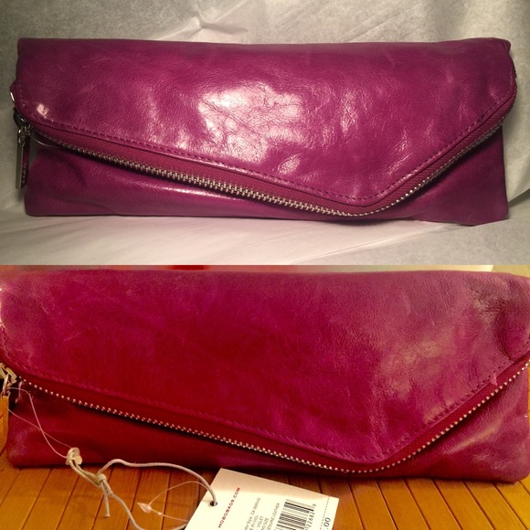 NWT HOBO Leather Violet Clutch!