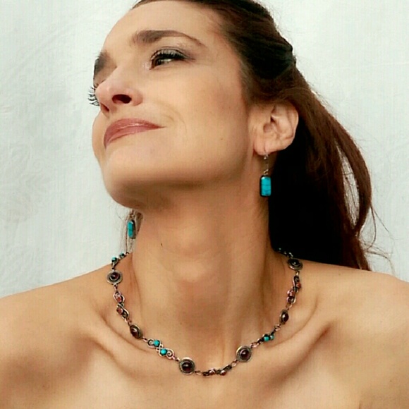 ❌Vintage Matl Amethyst Turquoise Sterling Necklace - Picture 4 of 4