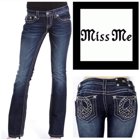 Miss me boot cut jeans-- peace sign