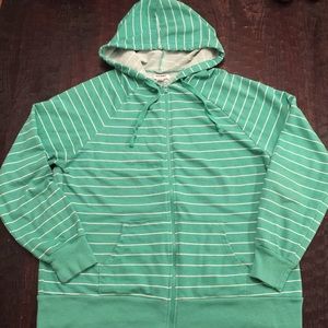 Green & White Stripped Hoodie