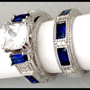 Brilliant Blue Bridal Rhodium Plated ring