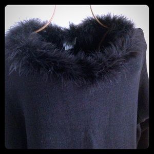 Black Sweater with Faux Fur neckline.