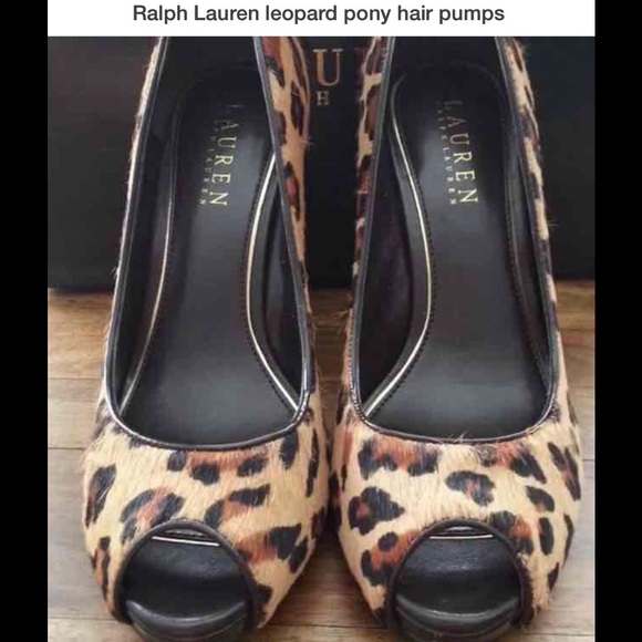 💯%AUTHENTIC Ralph Lauren peep toe pony hair pumps