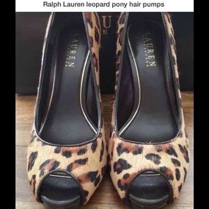 💯%AUTHENTIC Ralph Lauren peep toe pony hair pumps