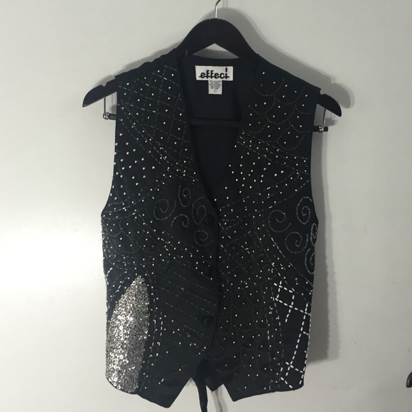 Black Studded / Sequined Vest - Picture 1 of 4