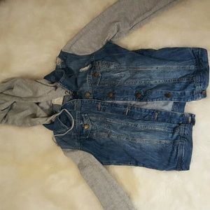 Denim jacket vest hoodie