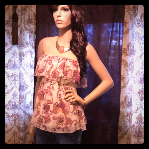 Candie's Tops - Gorgeous Paisley Bohemian Ruffled Bib Tube Top 🎀