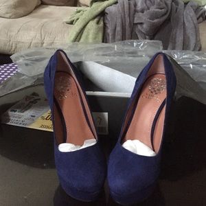 Vince Camuto dark blue suede heels