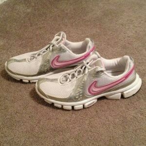 White and Pink Nike Shoes