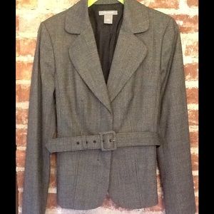 ANN TAYLOR CLASSIC BELTED BLAZER HIDDEN BUTTONS