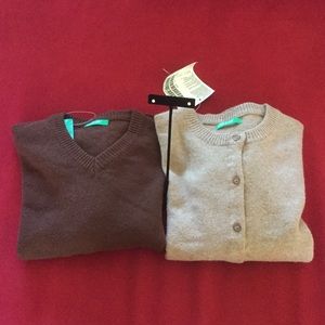 2pcs Benetton Sweater+14k gold CZ earrings