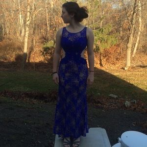 Blue lace prom dress size 6 altered to a 2.