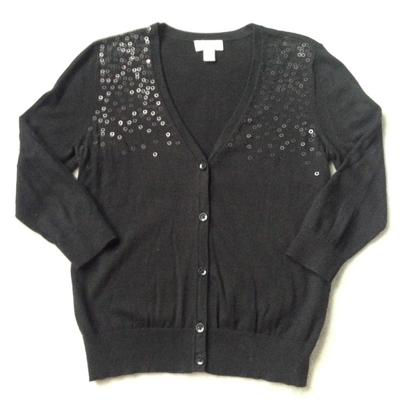 LOFT Sweaters - LOFT Sequined black cardigan