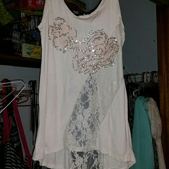 Dressy tank with sequence flowers and sections of
