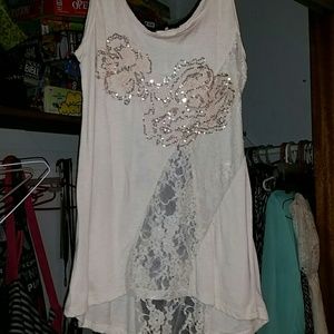 Dressy tank with sequence flowers and sections of