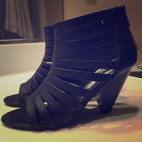 Cute black caged heels