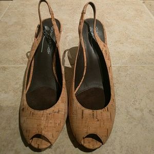 Donald J. Pliner Cork Peep Toe Sling Back Heels