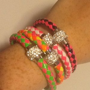 Set of 4 Braided Crystal Bracelets