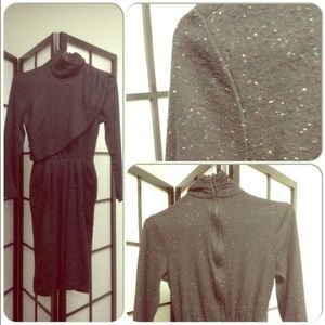 Vintage Black Long Sleeve Dress w/ Pockets