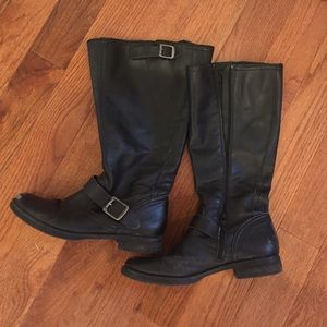 Black leather boots
