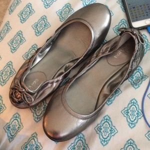 Silver ballet flats
