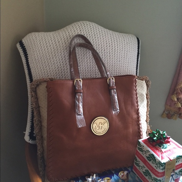 Handbags - Large MK copper in color, expandable shoulder bag.