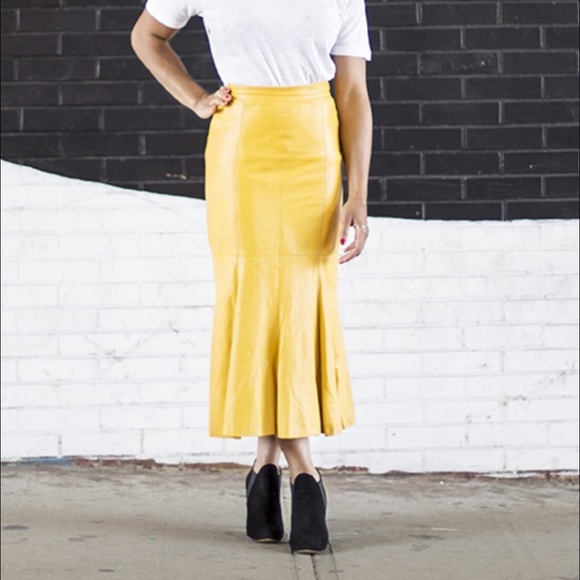 Vintage Leather Midi Skirt