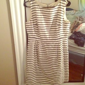 Loft gray and white striped dress