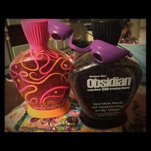 Tanning lotion and tanning goggles