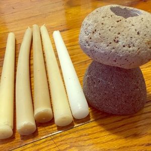 Stone West Elm candleholder