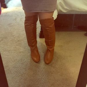 Tan knee high boots