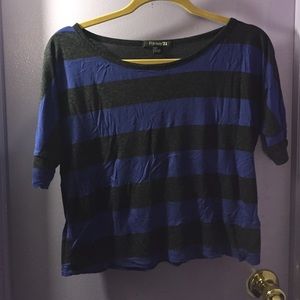Blue and black striped crop top
