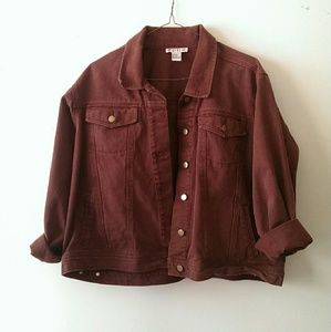 oversized brown denim jacket