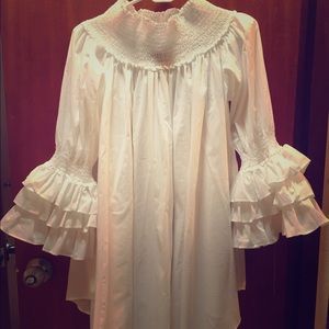 White off the shoulder dress.