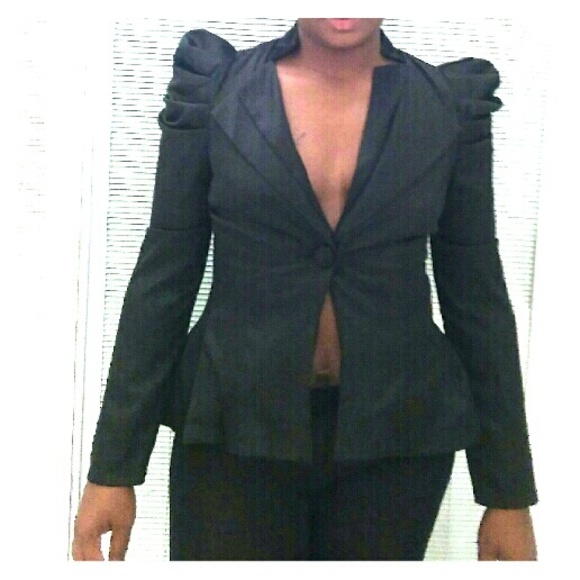 Puff Shoulder Black Blazer