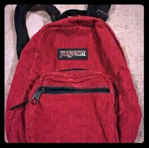 Red Corduroy JanSport Mini Backpack