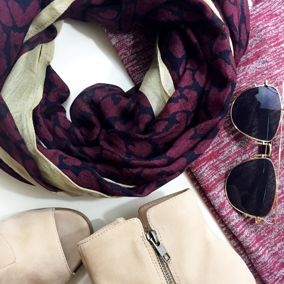 LOFT Accessories - Burgundy Animal Print Infinity Scarf