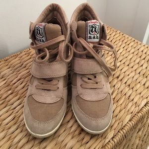 Ash wedge sneakers, nude, lightly used