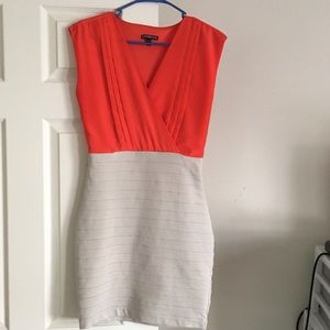 Express dress with black elastic gold clasp belt