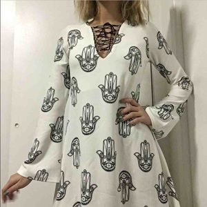 Hamsa Hand Lace Up Dress