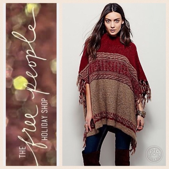 HP NEW! Free People Labyrinth knit poncho sweater