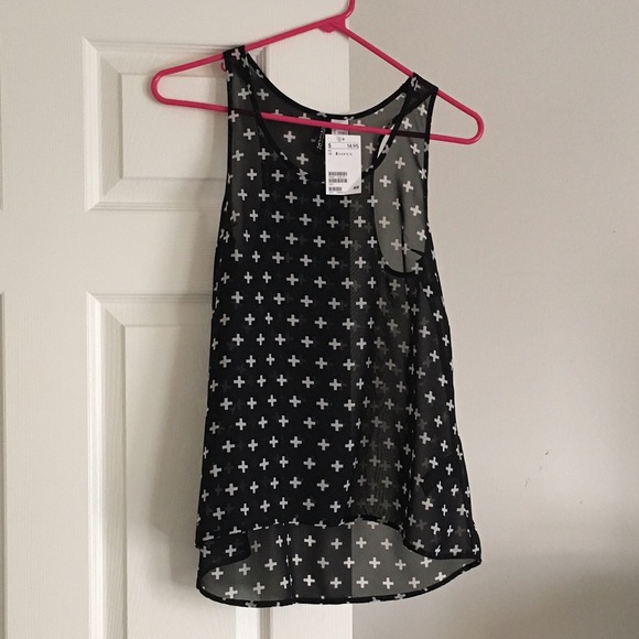 Black and white cross tank top