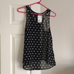 Black and white cross tank top