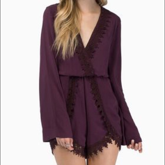 Tobi spring awakening romper, dark purple