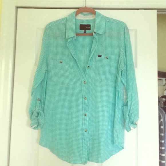 Light Blue Spring Hurley Flannel - Picture 1 of 1