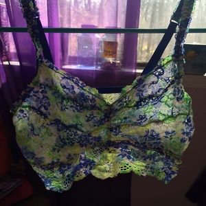 vs pink floral lace bralette